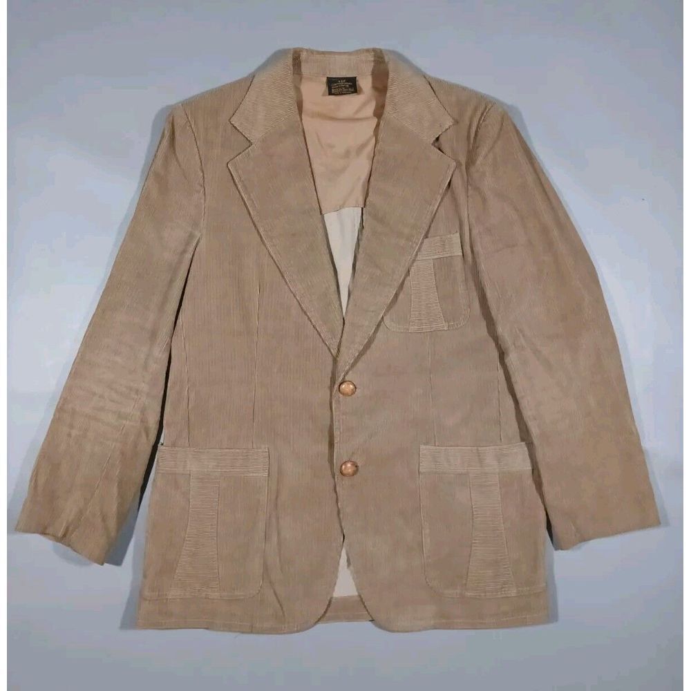 Sears Blazer Mens 42‎ R Brown Corduroy Contemporary Sportswear Vintage